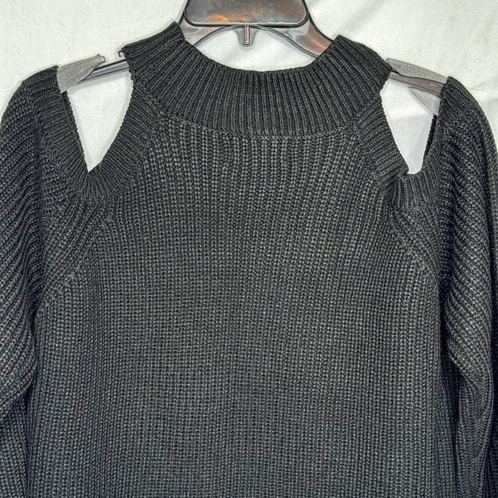 Rafaella Sweater, Cold Shoulder, Mock Neck, Tunic Length, Black in Sz‎ 1X & 2X